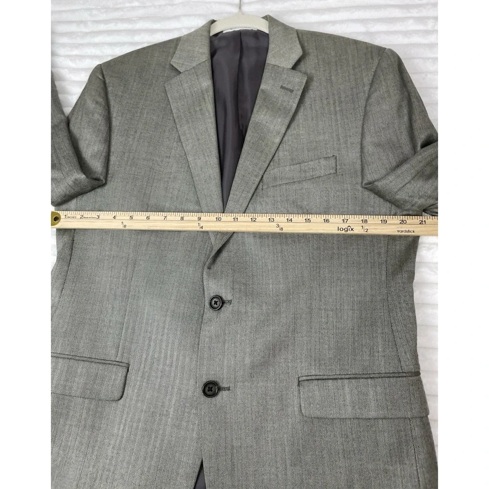 Lauren Ralph Lauren Silk Wool Suit Coat Jacket Men's 40R Beige/Brown Herringbone